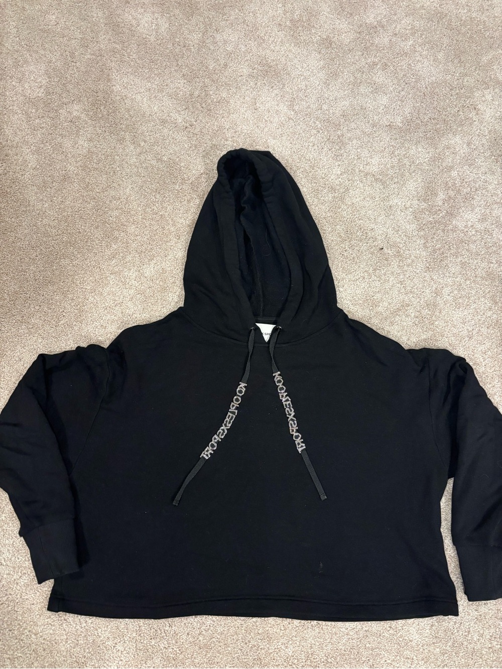 The Kooples Black Cropped Logo-Accent Hoodie
